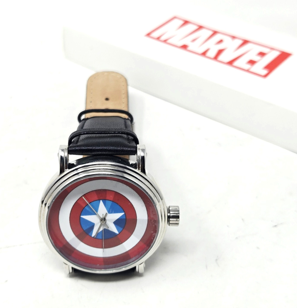 MARVEL Captain America Shield Watch Men's Dress Leather strap